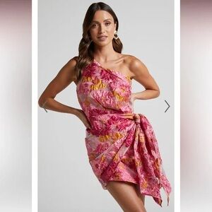 Reverse Pink and Yellow One-Shoulder Dress